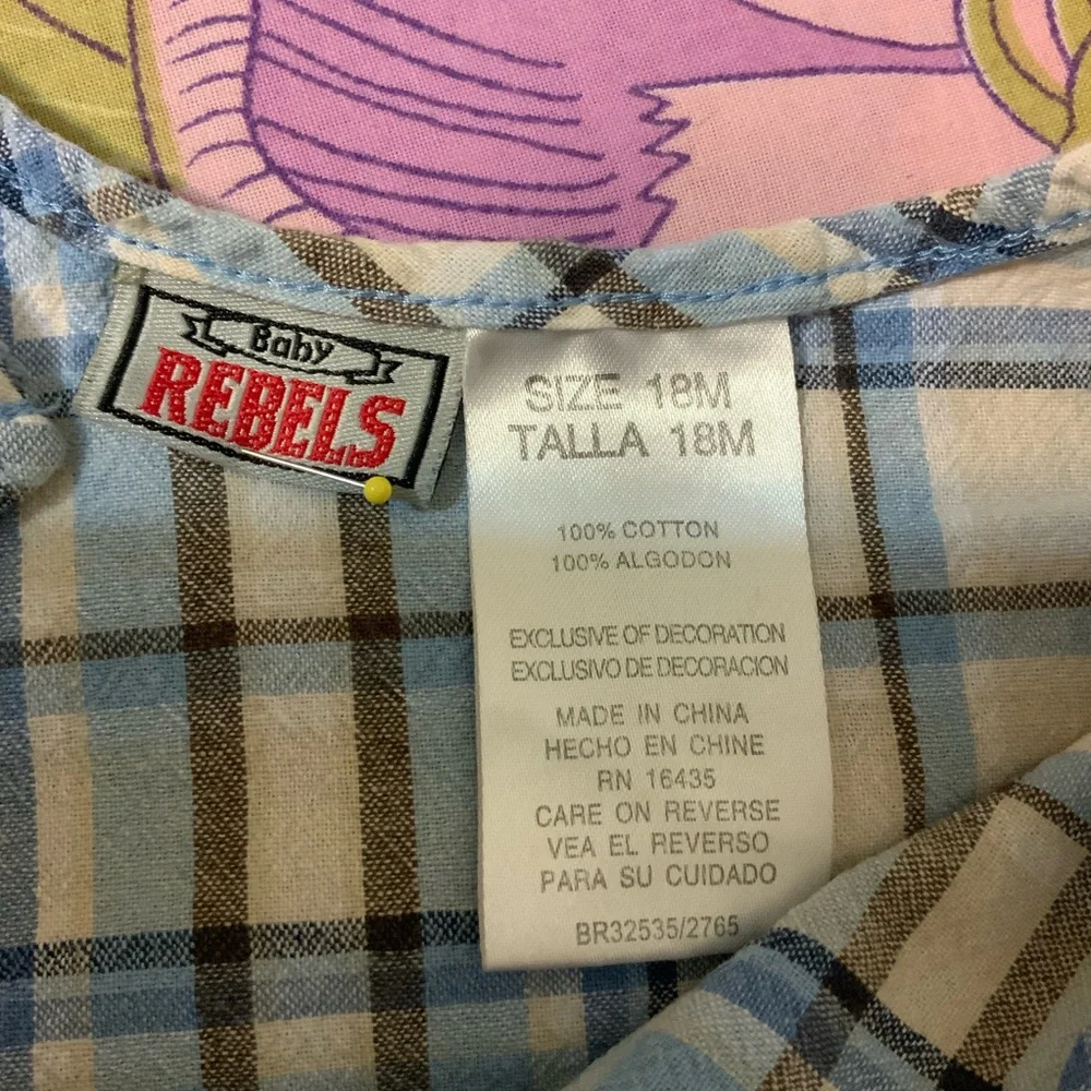 Like New Baby Rebels Plaid with Embroidery Bodysuit Toddler
